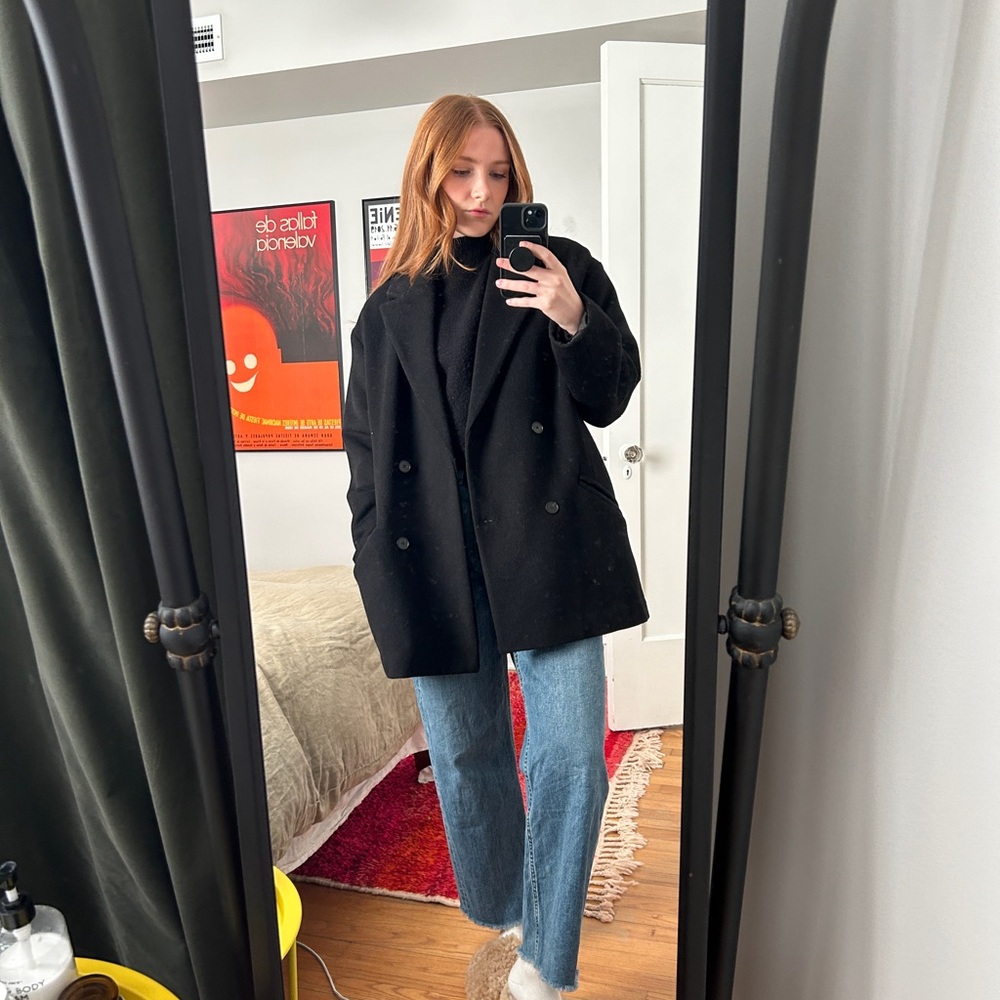 Slouchy Zara Double Breasted Wool Coat